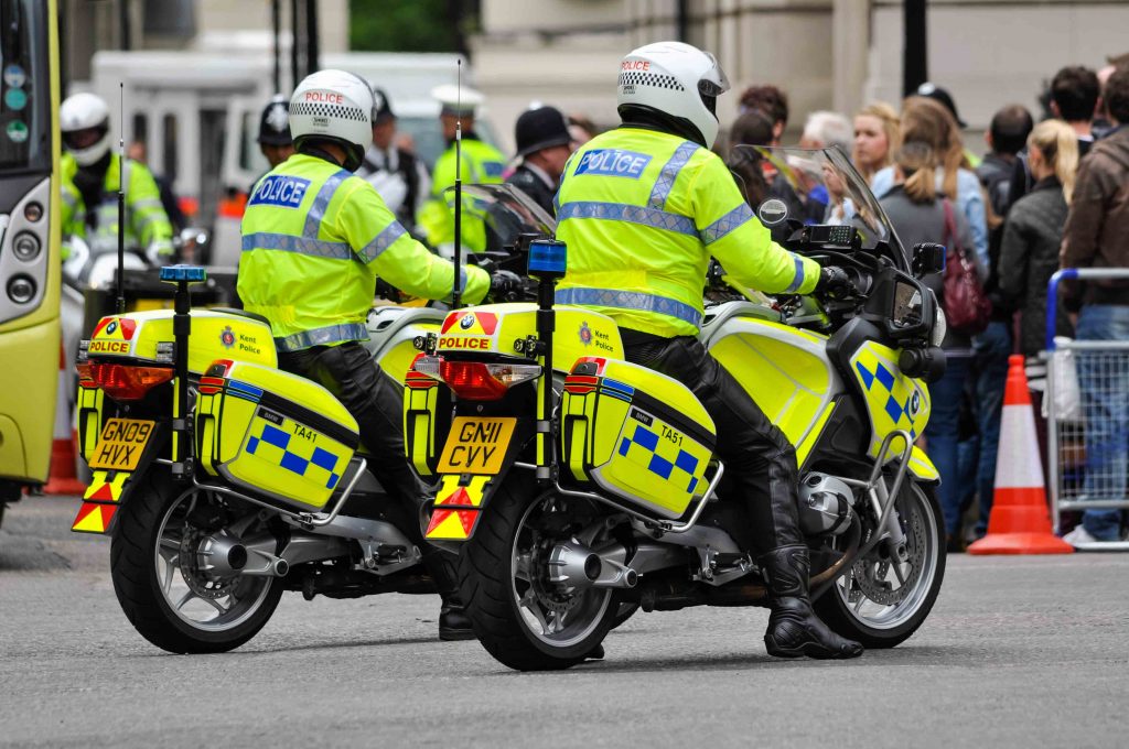 Pair of police motorcycles