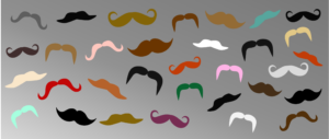 Movember banner, featuring a range of different moustache styles and colours
